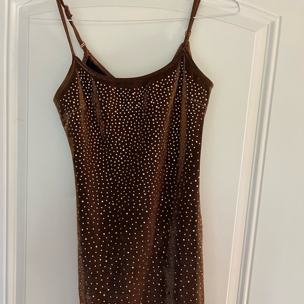 WINDSOR brown sequin mini dress